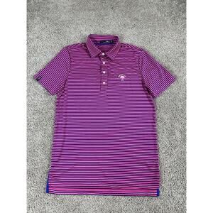 RLX Ralph Lauren Polo Shirt Mens Small Pink Striped Golf Performance Stretch